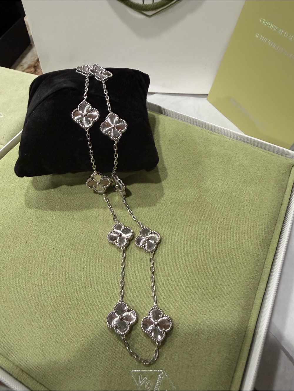 Vintage Silver Alhambra Long 10 clovers 18k $11,000